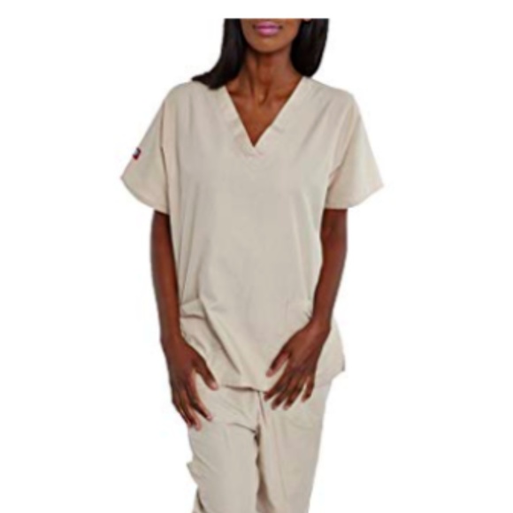 Medical Scrub Set V-Neck Top & 4 Pocket Pant - Picture 1 of 4